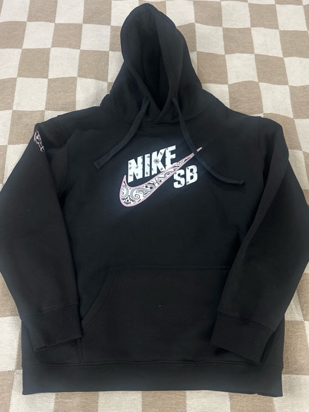 Cactus Jack by Travis Scott Black Hoodie with Pink Paisley Swoosh